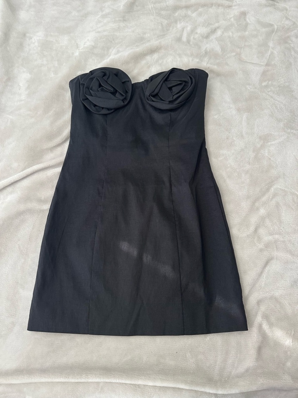 Urban Outfitters - Bardot - Black Strapless Mini Dress with Rosette Bust